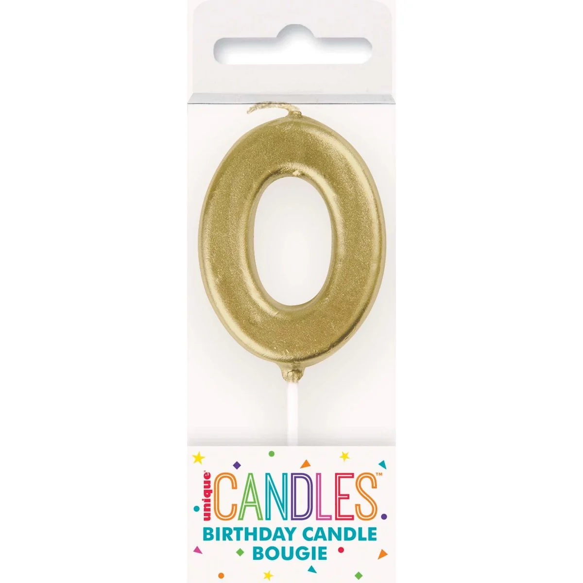 Gold Mini Number 0 Birthday Candle, 1 Count - Image 2