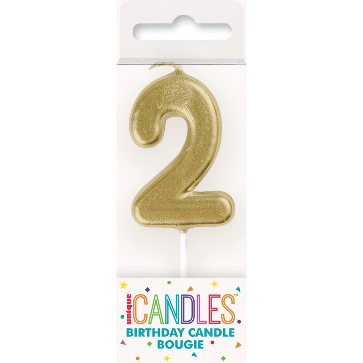 Gold Mini Number 2 Birthday Candle, 1 Count - Image 2