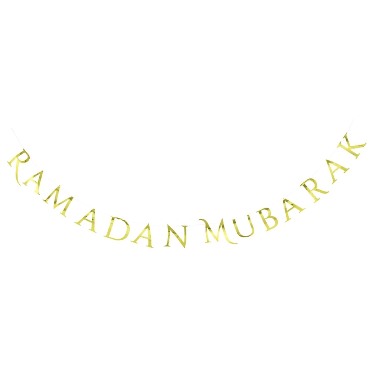 Gold "Ramadan Mubarak" Letter Banner, 118 Inches, 1 Count