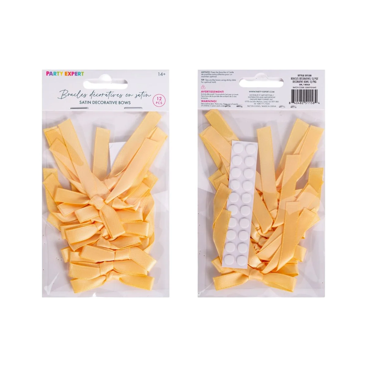 Gold Satin Decorative Bows, 3.5 Inches, 12 Count - Image 3