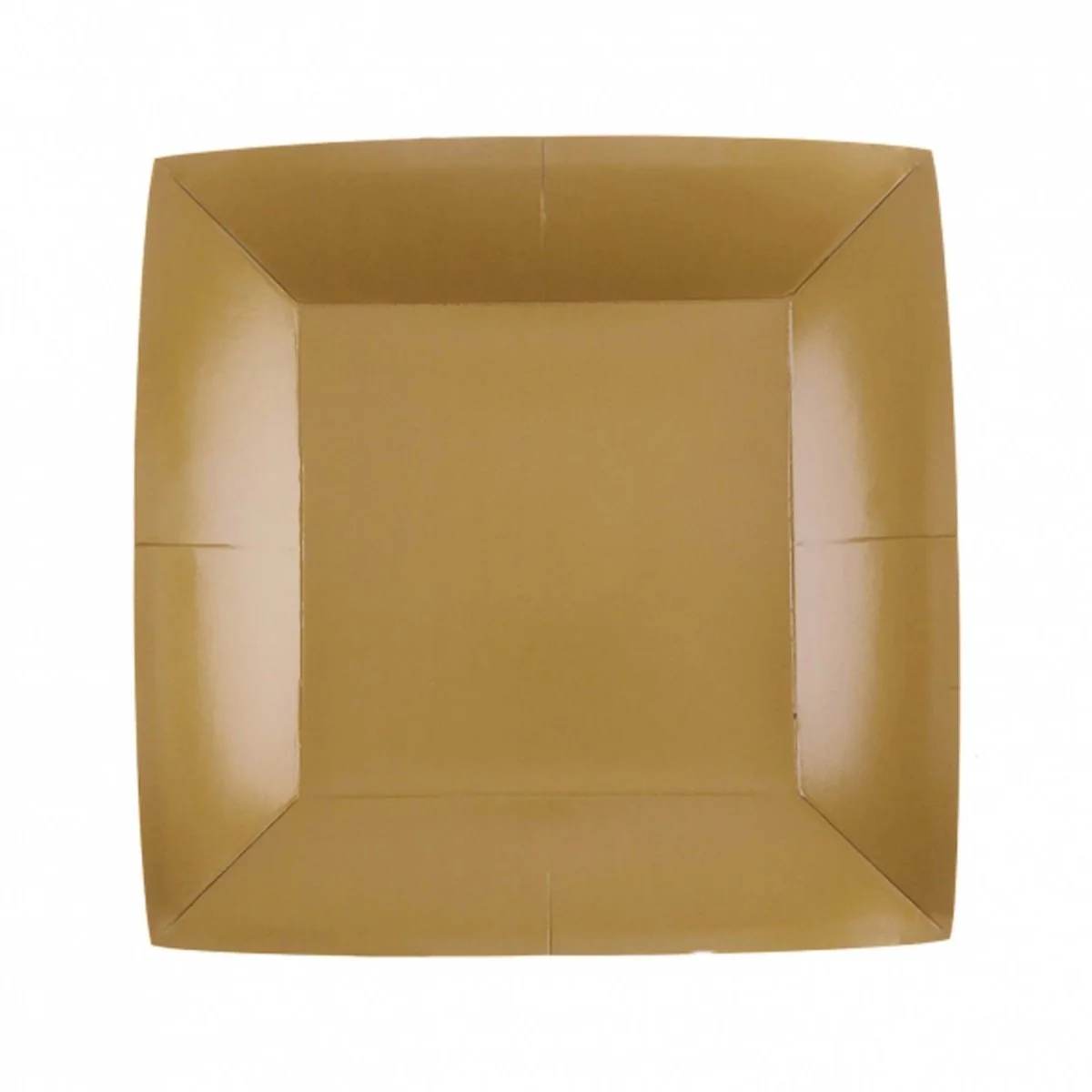Gold Small Square Compostable Dessert Party Paper Plates, 7 Inches, 10 Count