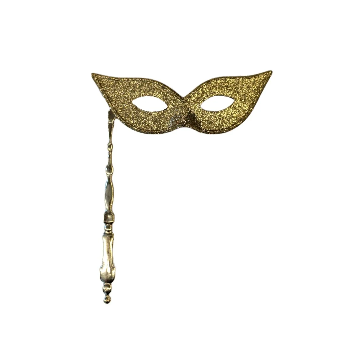 Gold Venetian Mask with Stick, 1 Count