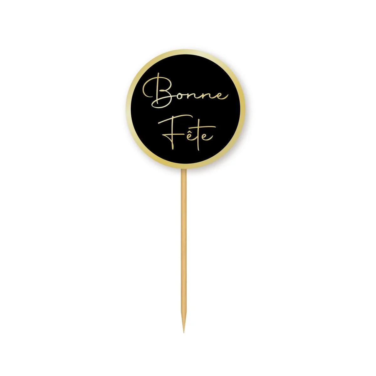 Golden Celebration Bonne Fête Cupcake Toppers, 12 Count