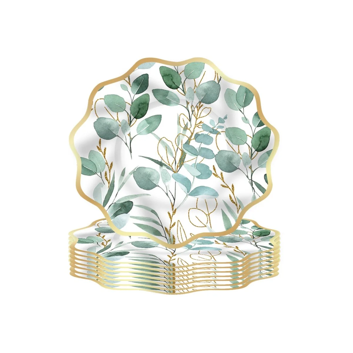 Golden Foliage Small Dessert Paper Plates, 8 Inches, 8 Count - Image 2