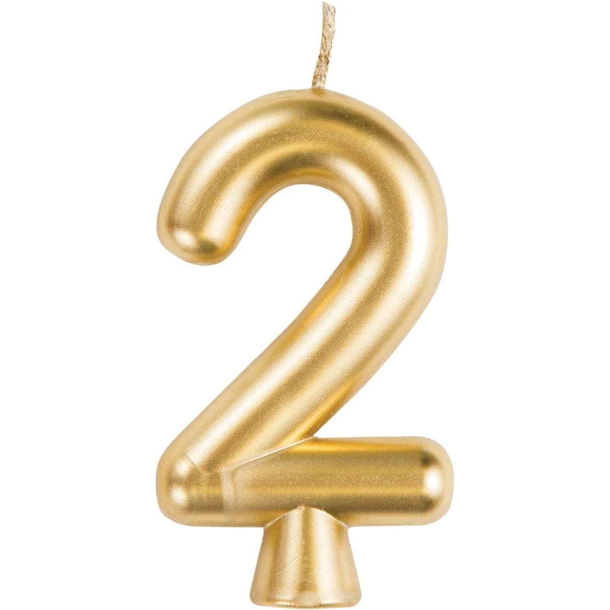 Golden Number 2 Birthday Candle, 1 Count