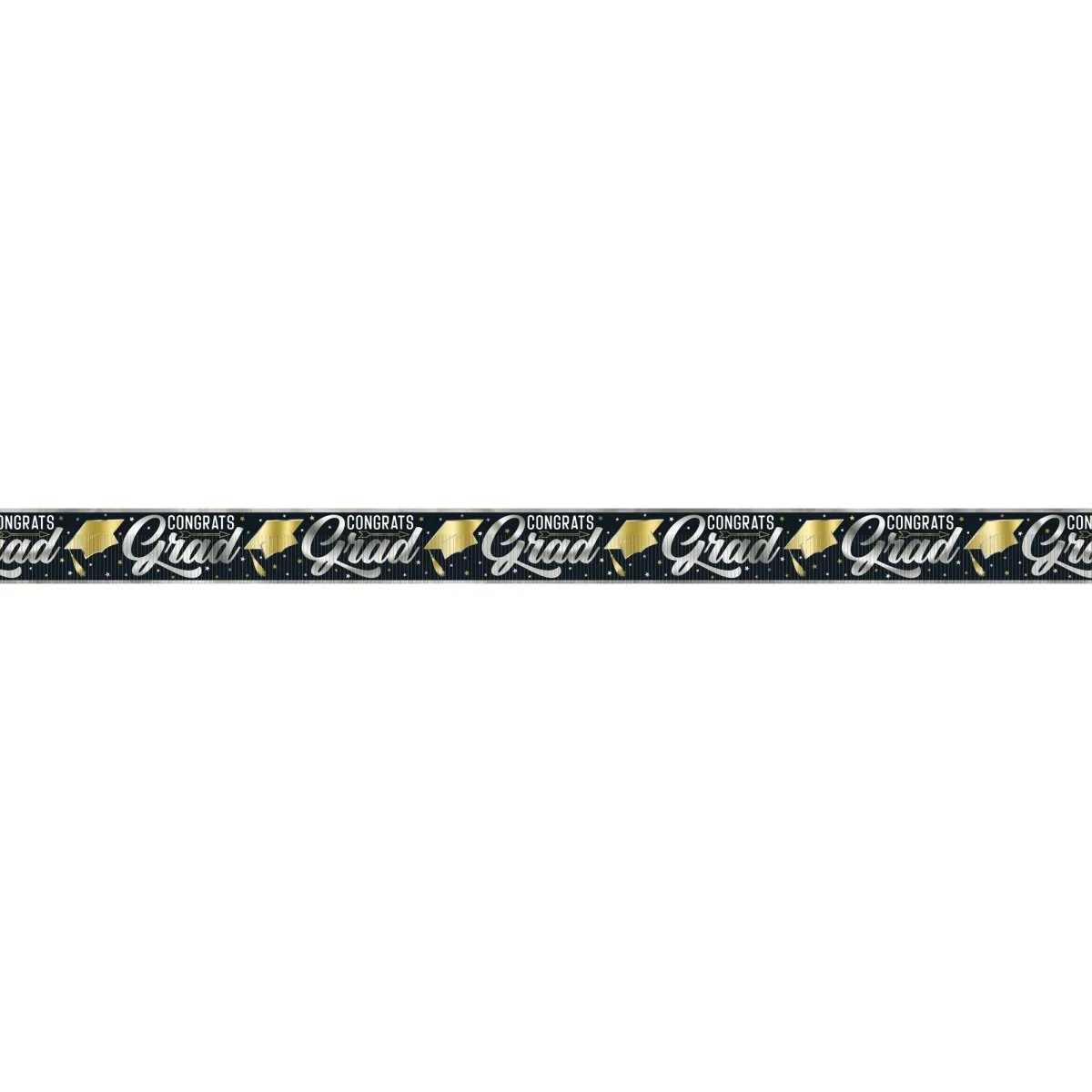 Golden Star Graduation "Congrats Grad" Foil Banner, 144 Inches, 1 Count