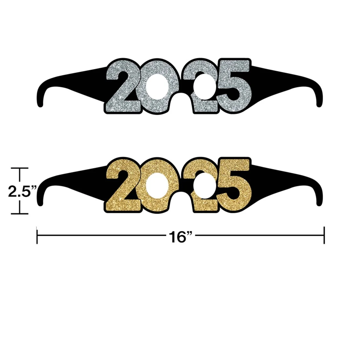 Grad 2025 Paper Glasses, Silver and Gold, 6 Count - Image 2