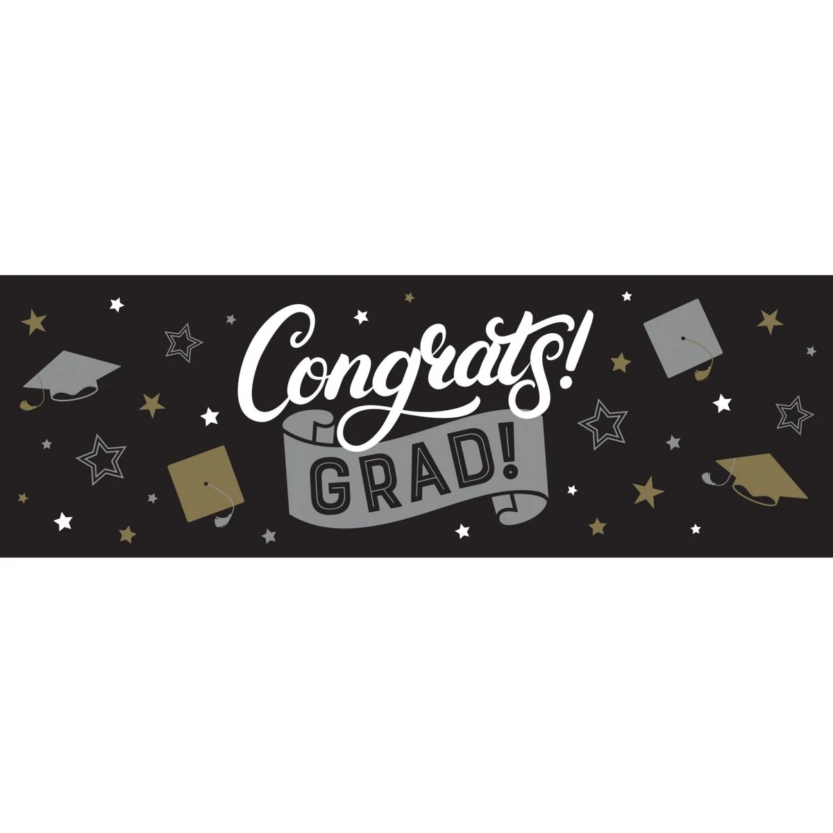 Grad Glamor "Congrats Grad!" Giant Party Banner, 20 x 60 Inches, 1 Count