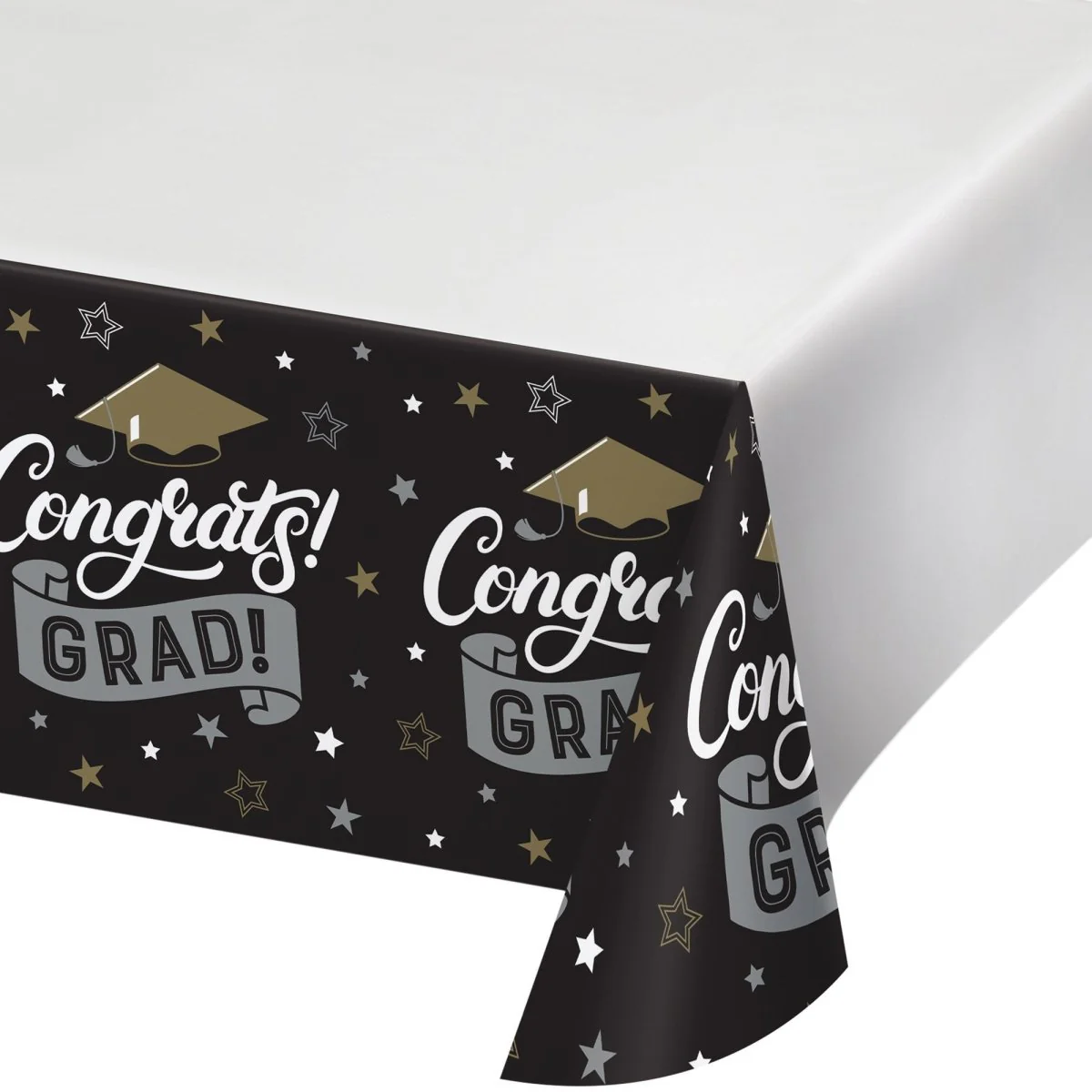 Grad Glamor Rectangular Paper Table Cover, 54 x 96 Inches, 1 Count