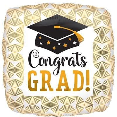 Graduation Supershape Foil Balloon "Congrats Grad!", Square, 28 in