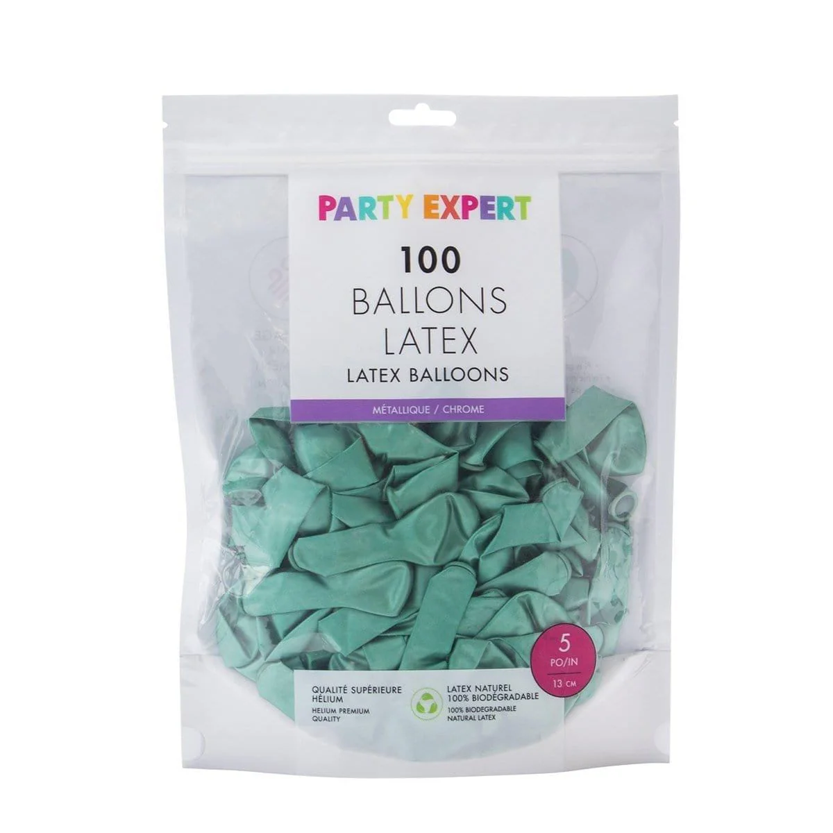 Green Latex Balloon 5 Inches, Chrome Collection, 100 Count - Image 2
