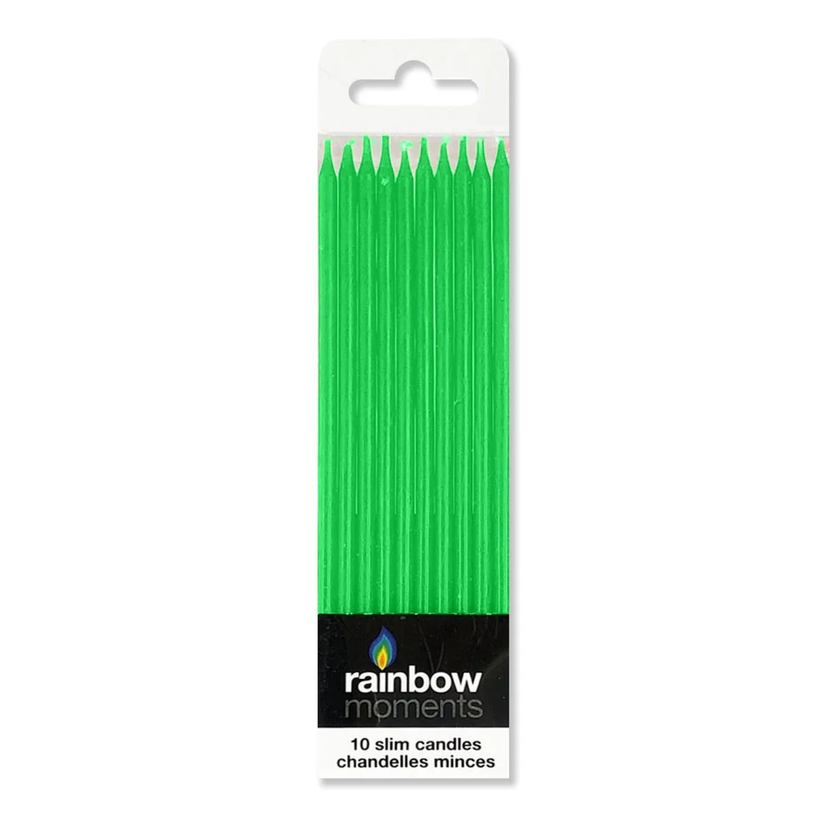 Green Slim Cake Candles, 5.9 Inches, 10 Count