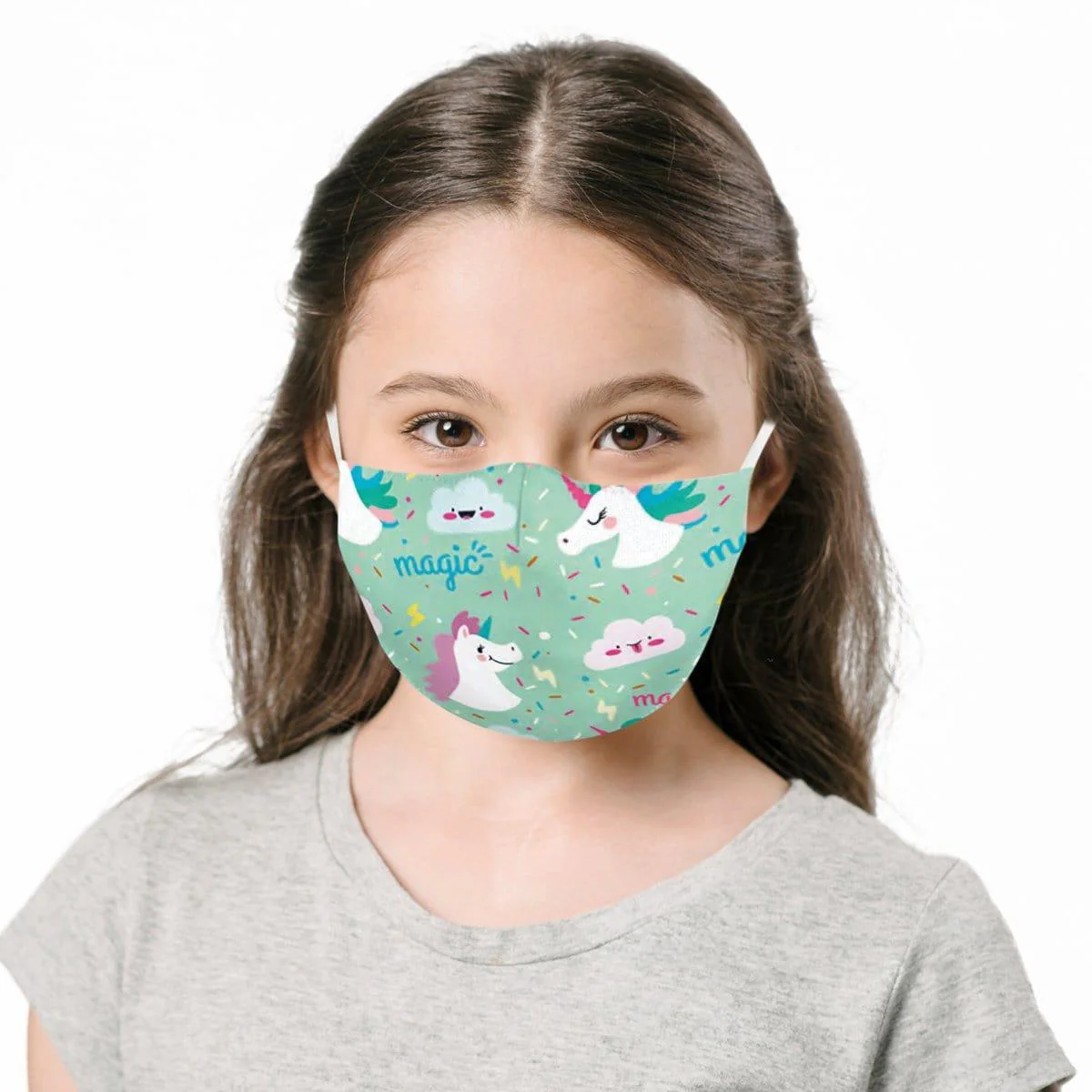 Green Unicorn Washable Cotton Face Mask for Kids - Image 2