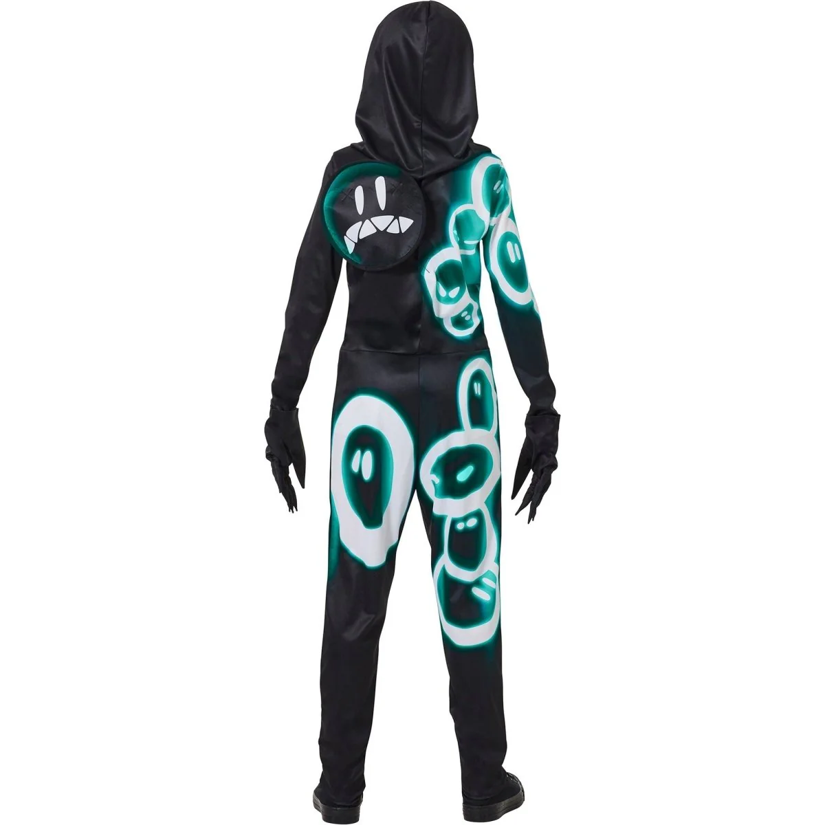 Fortnite Grimey Costume for Kids, Black and Blue Jumpsuit With Hood - Image 2