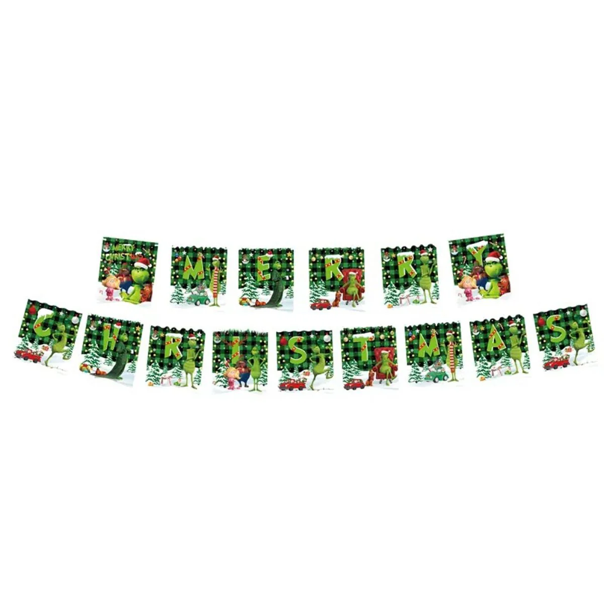 Grinch Merry Christmas Banner, 1 Count
