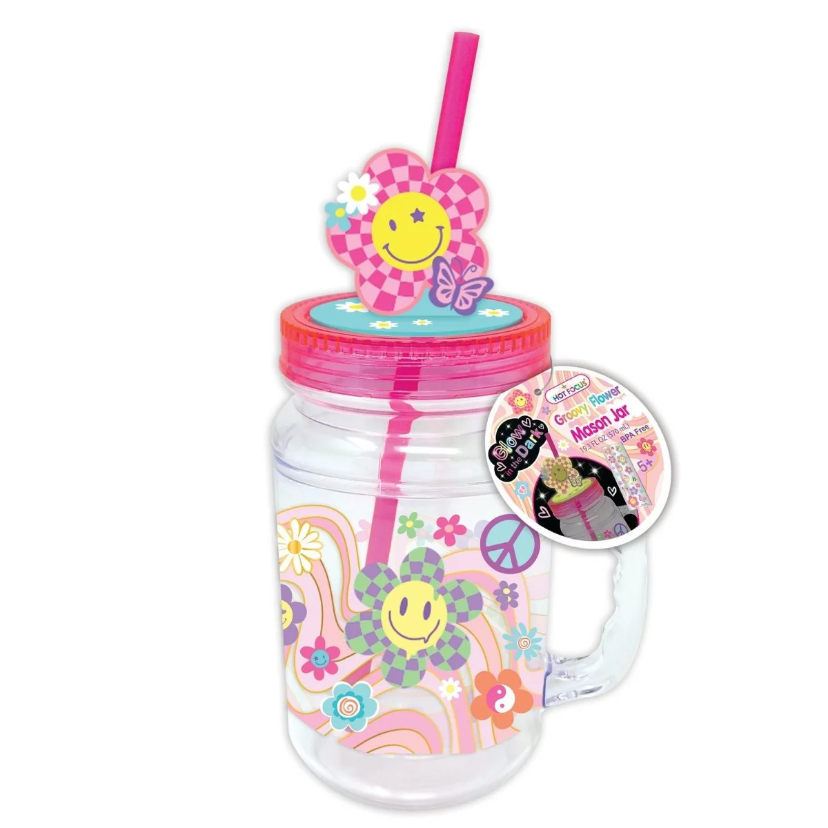 Groovy Flower Mason Jar, 570 ml, 1 Count