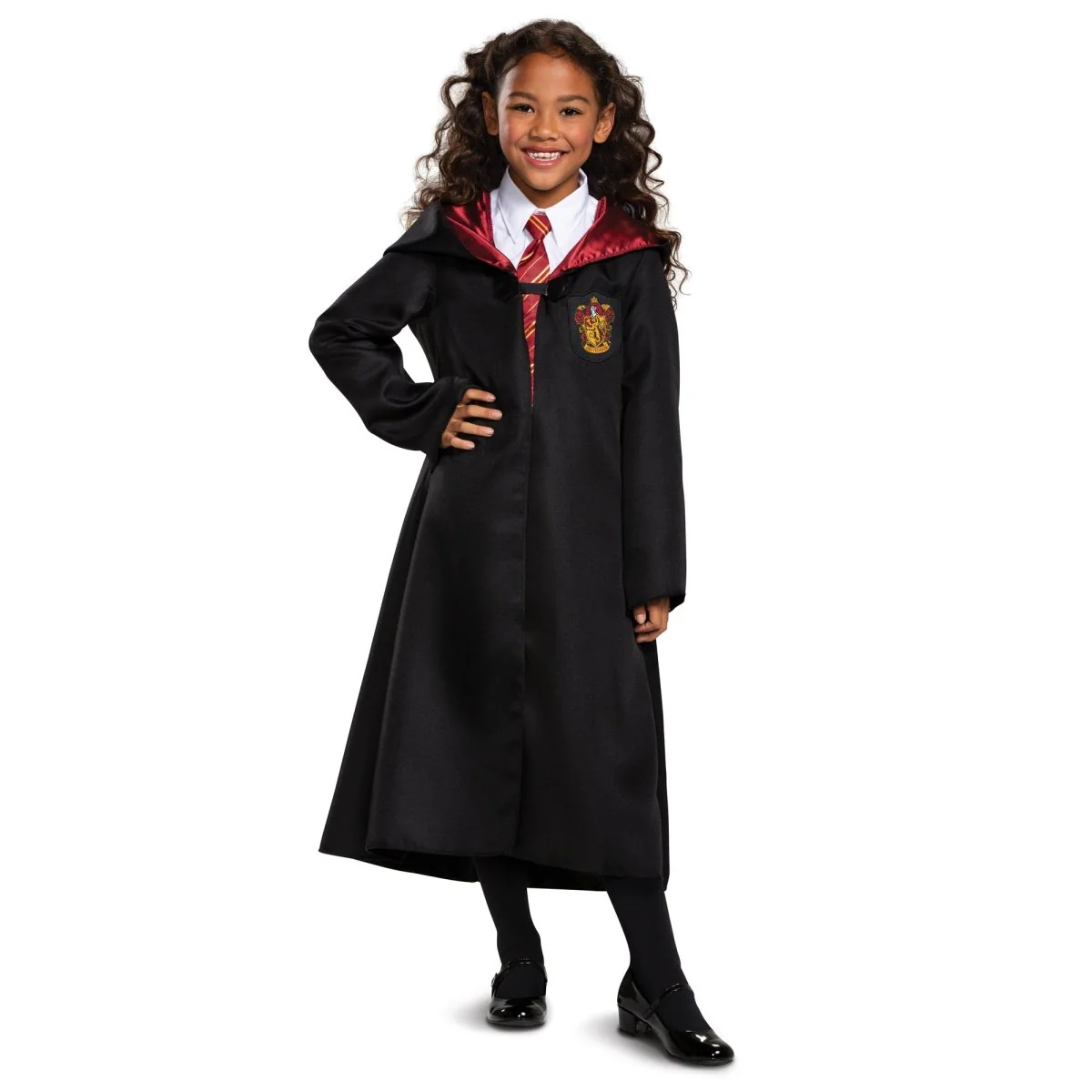 Harry Potter Gryffindor Classic Robe Costume for Kids, Black and Red Satin Robe
