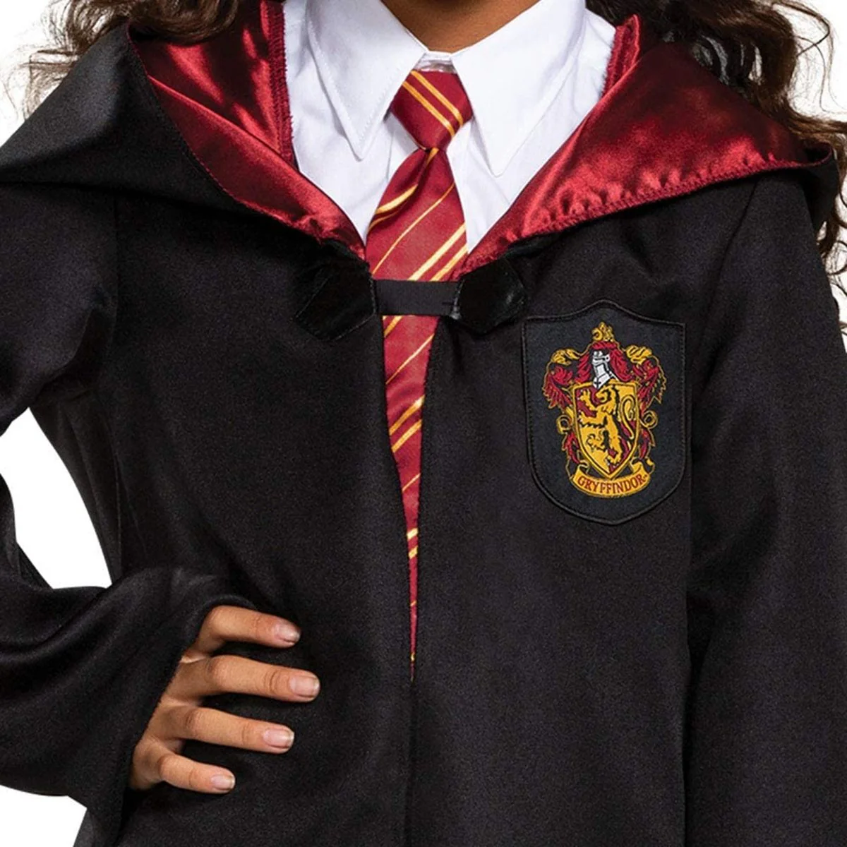 Harry Potter Gryffindor Classic Robe Costume for Kids, Black and Red Satin Robe - Image 6