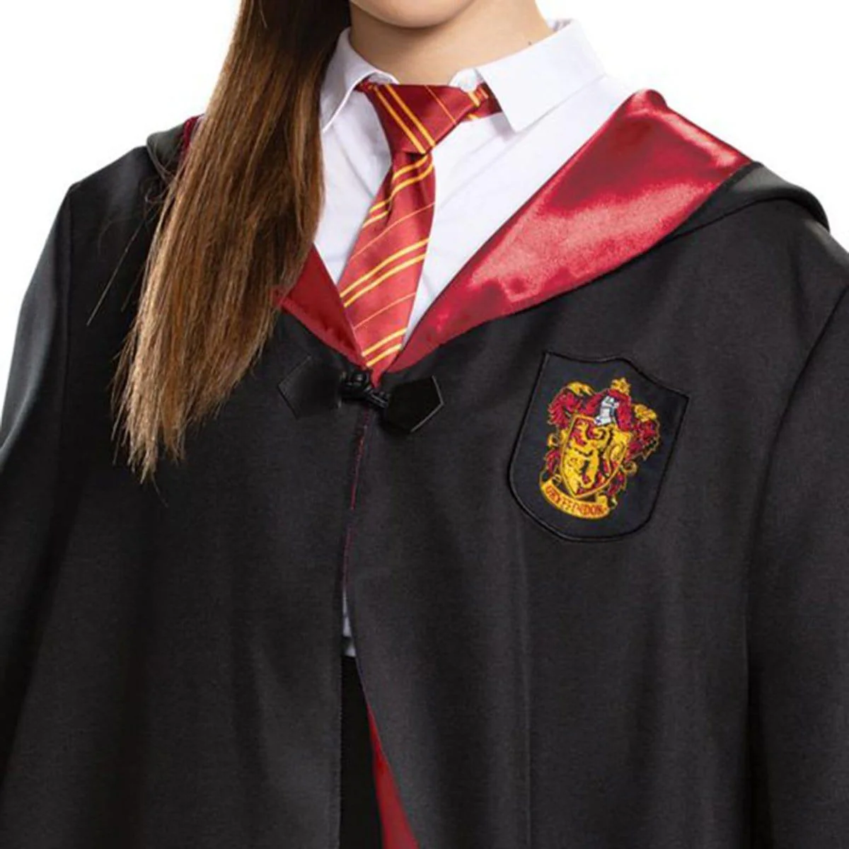 Harry Potter Gryffindor Deluxe Costume for Adults, Black and Red Satin Robe - Image 4