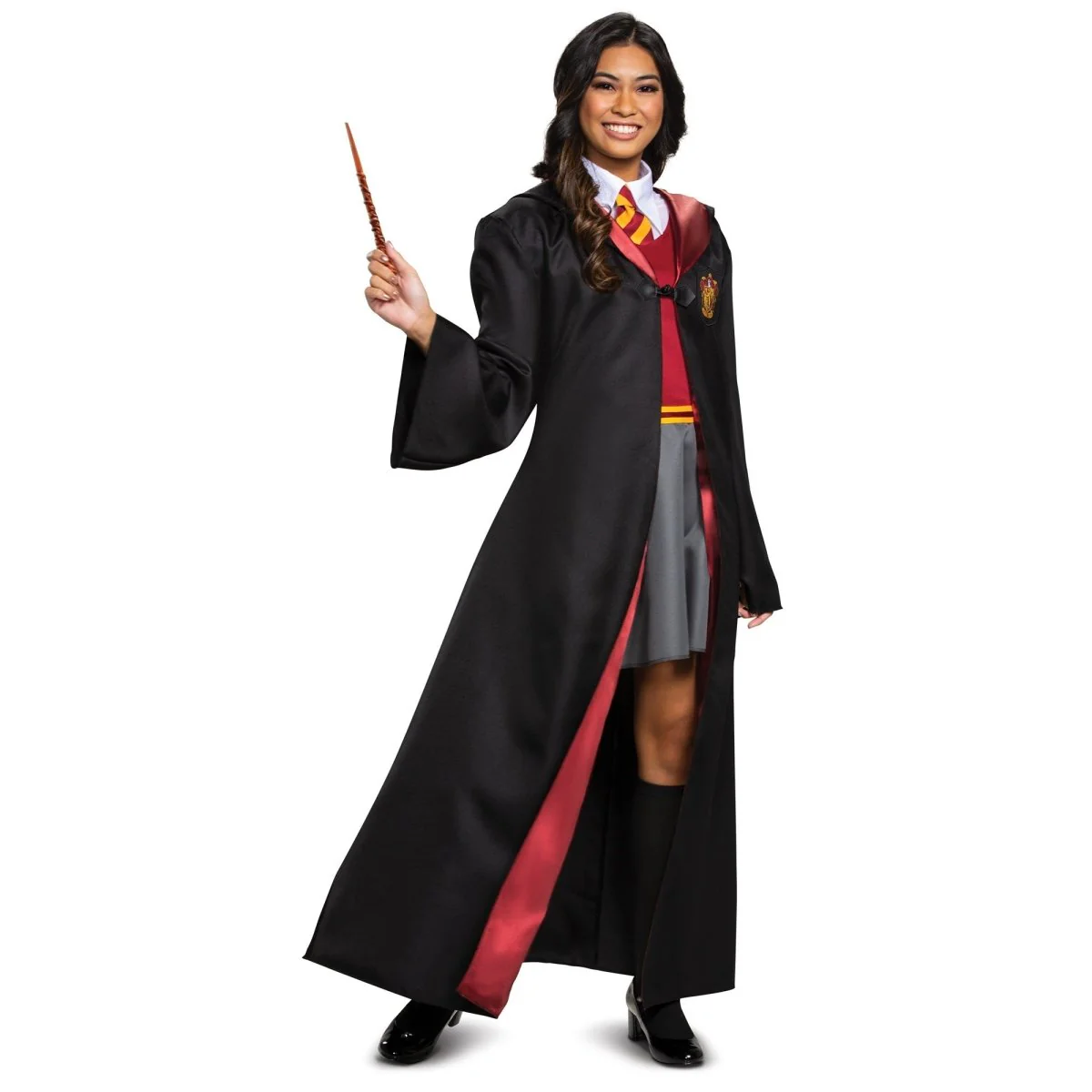 Harry Potter Gryffindor Dress Plus Size Costume for Adults, Red & Grey Dress and Collar with Neck Tie - Image 4