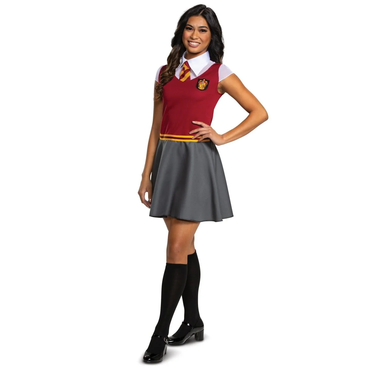 Harry Potter Gryffindor Dress for Teens, Red & Grey Dress and Collar with Neck Tie