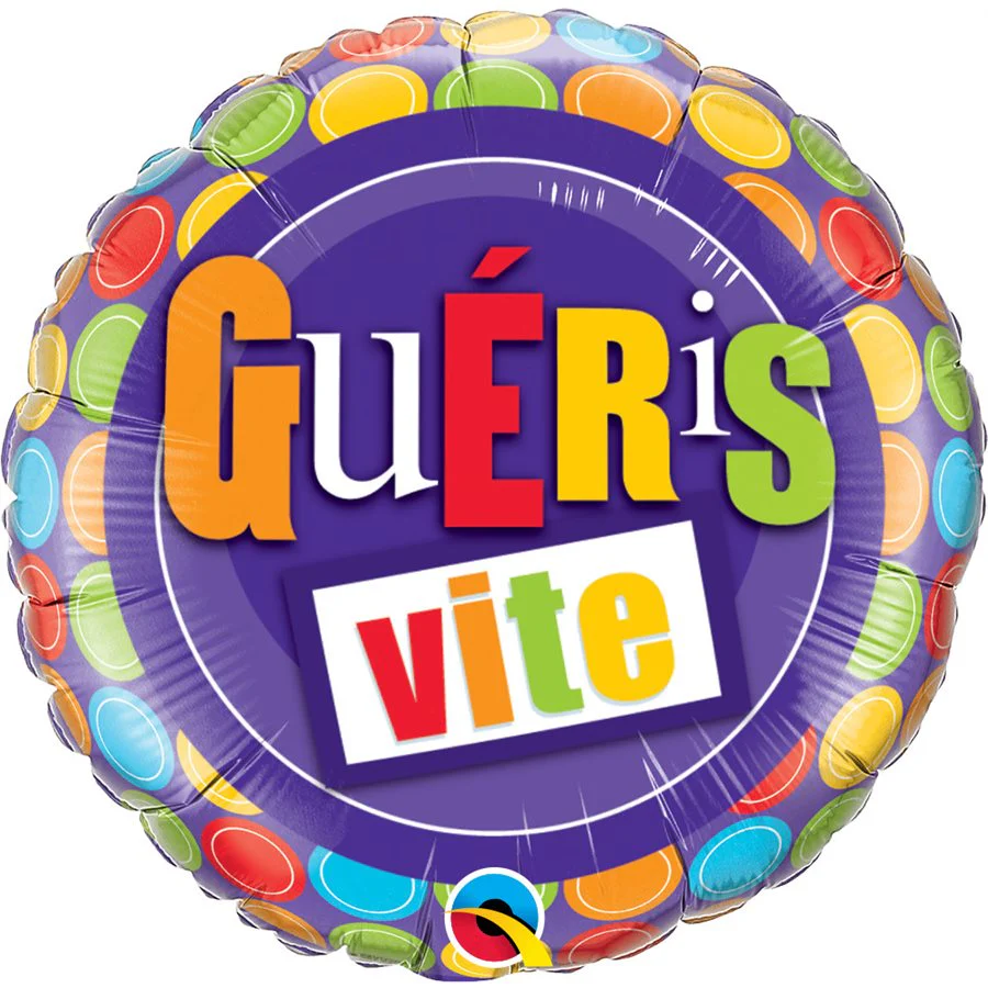"Guéris Vite" Foil Balloon, 18 Inches