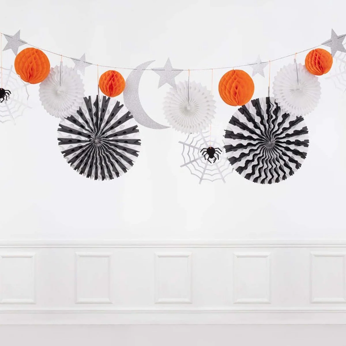 Halloween Honeycomb Shapes Garland, 72 Inches, 1 Count - Image 2