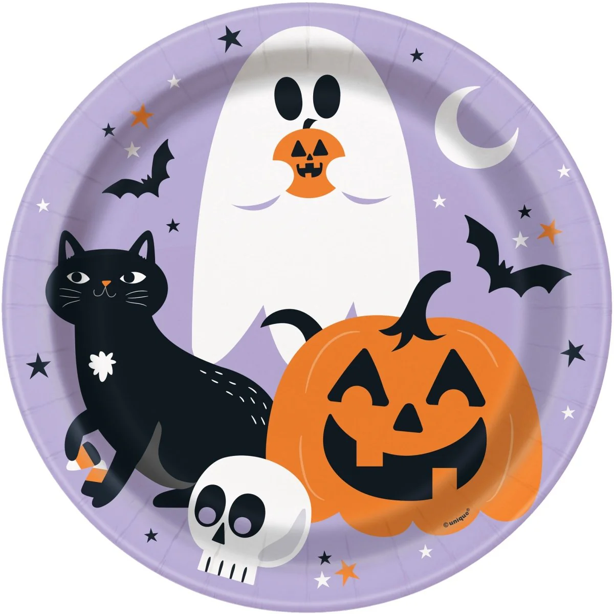 Halloween Night Large Round Lunch Paper Plates, 9 Inches, 8 Count
