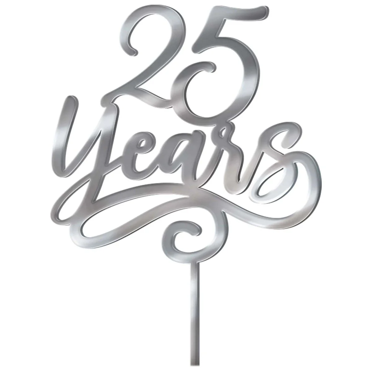 Happy 25th Anniversary Silver Cake Topper, 1 Count