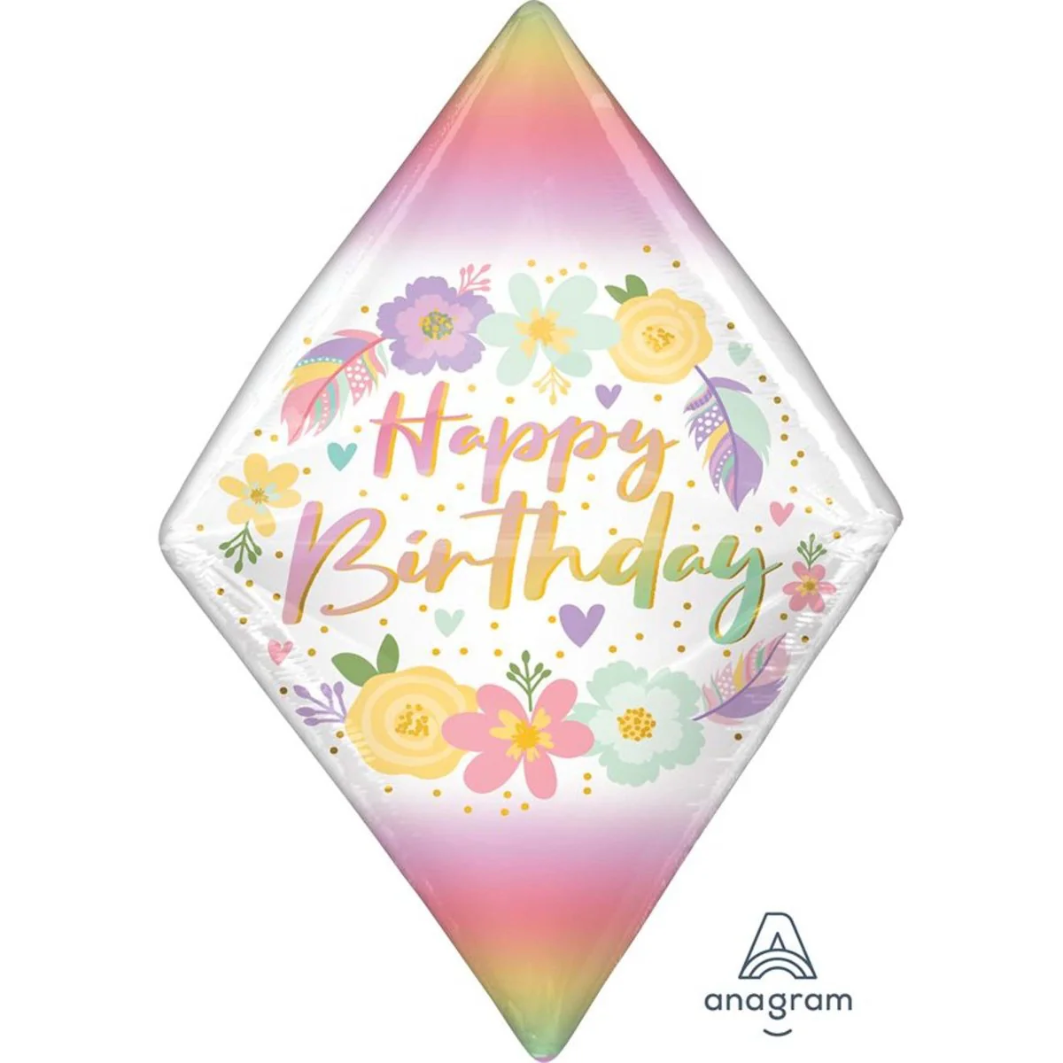 Happy Birthday Boho Gem Supershape Balloon, 25 Inches, 1 Count