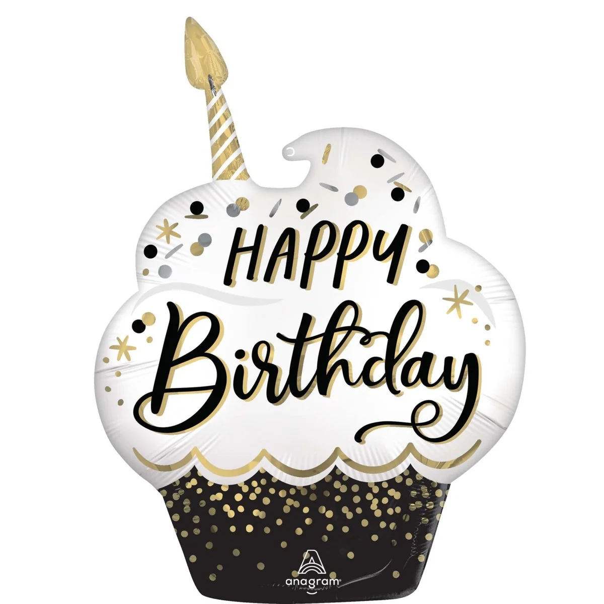 Happy Birthday Cupcake Supershape Foil Balloon, 31 Inches, 1 Count