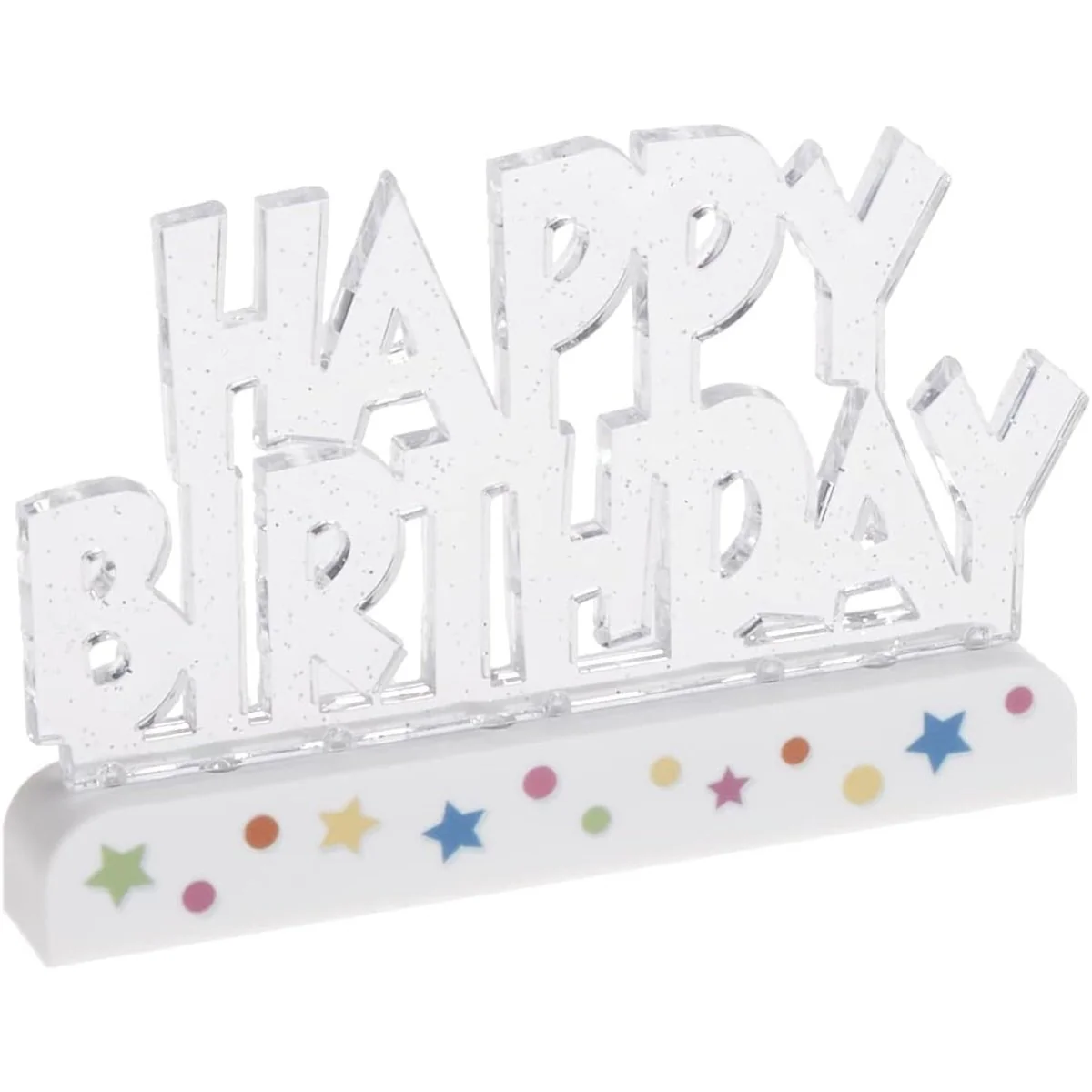 Happy Birthday Flashing Cake Decoration, 1 Count