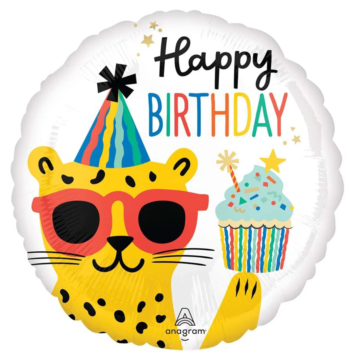 Happy Birthday Party Animal Round Shape Foil Balloon, 18 Inches, 1 Count