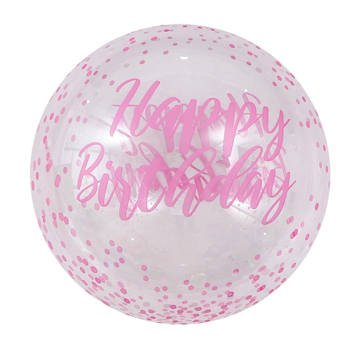 Happy Birthday Pink Polka Dots Bubble Balloon, 20 Inches, 1 Count