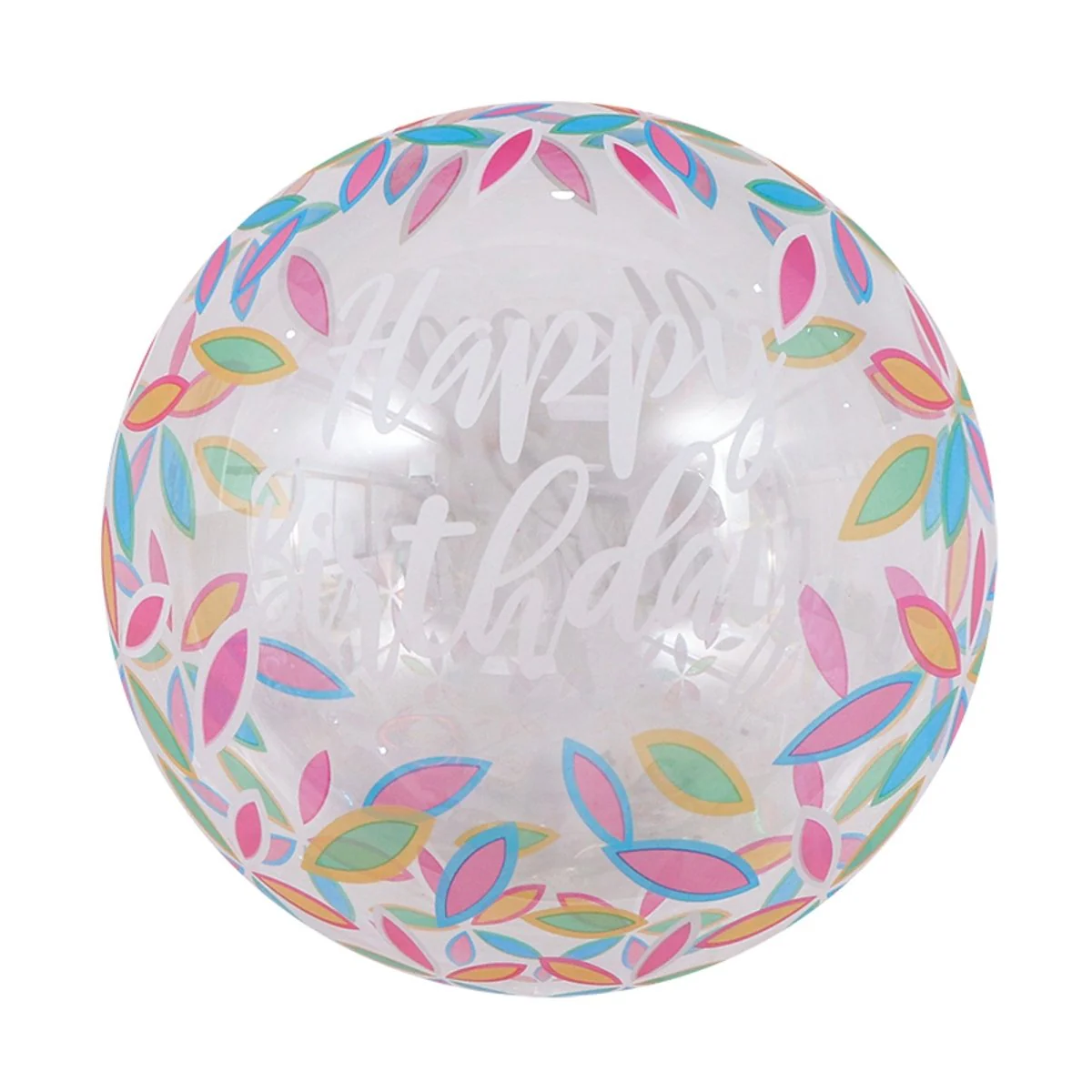 Happy Birthday Retro Foliage Bubble Balloon, 20 Inches, 1 Count