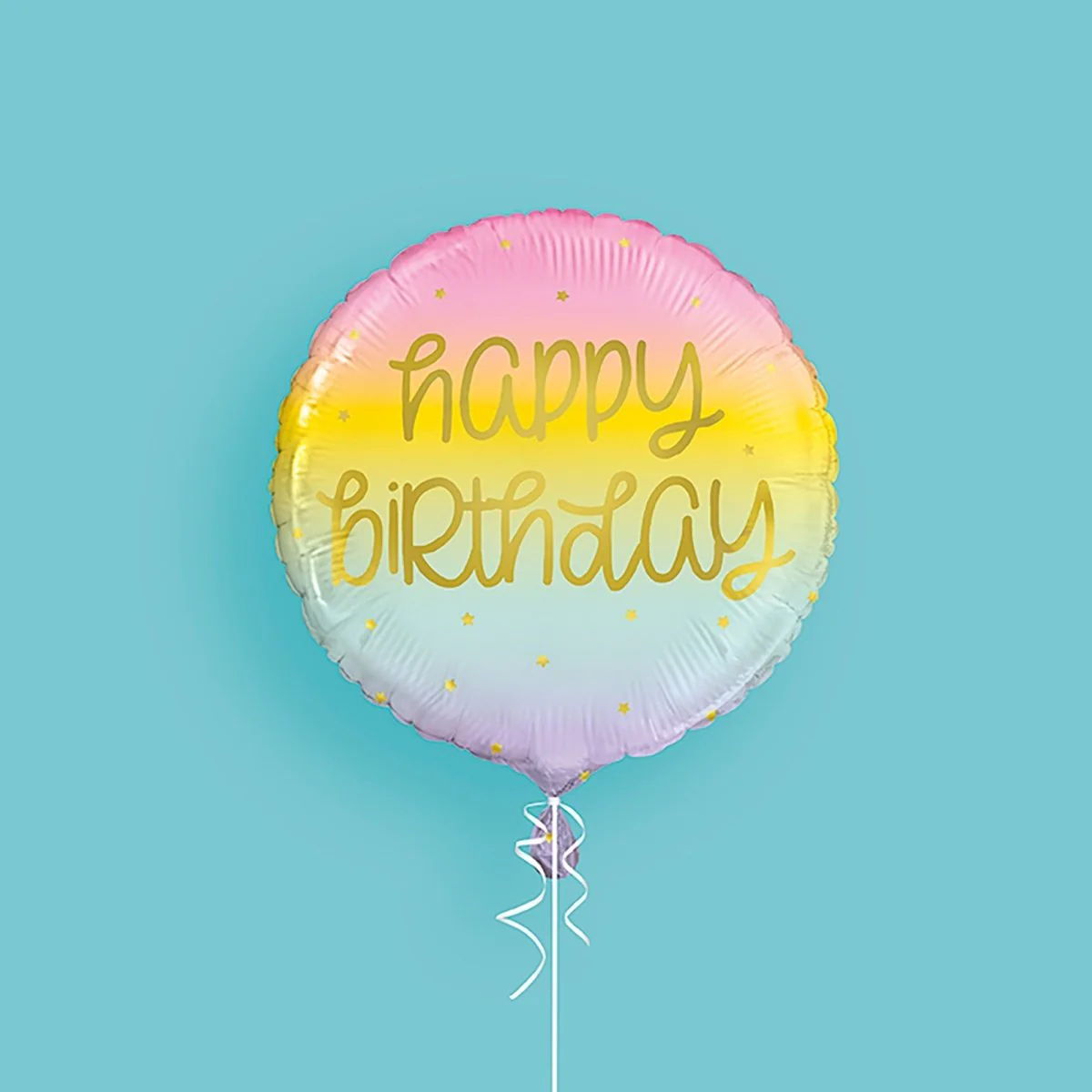 Happy Birthday Round Foil Balloon, Pastel & Gold, 18 Inches, 1 Count - Image 3