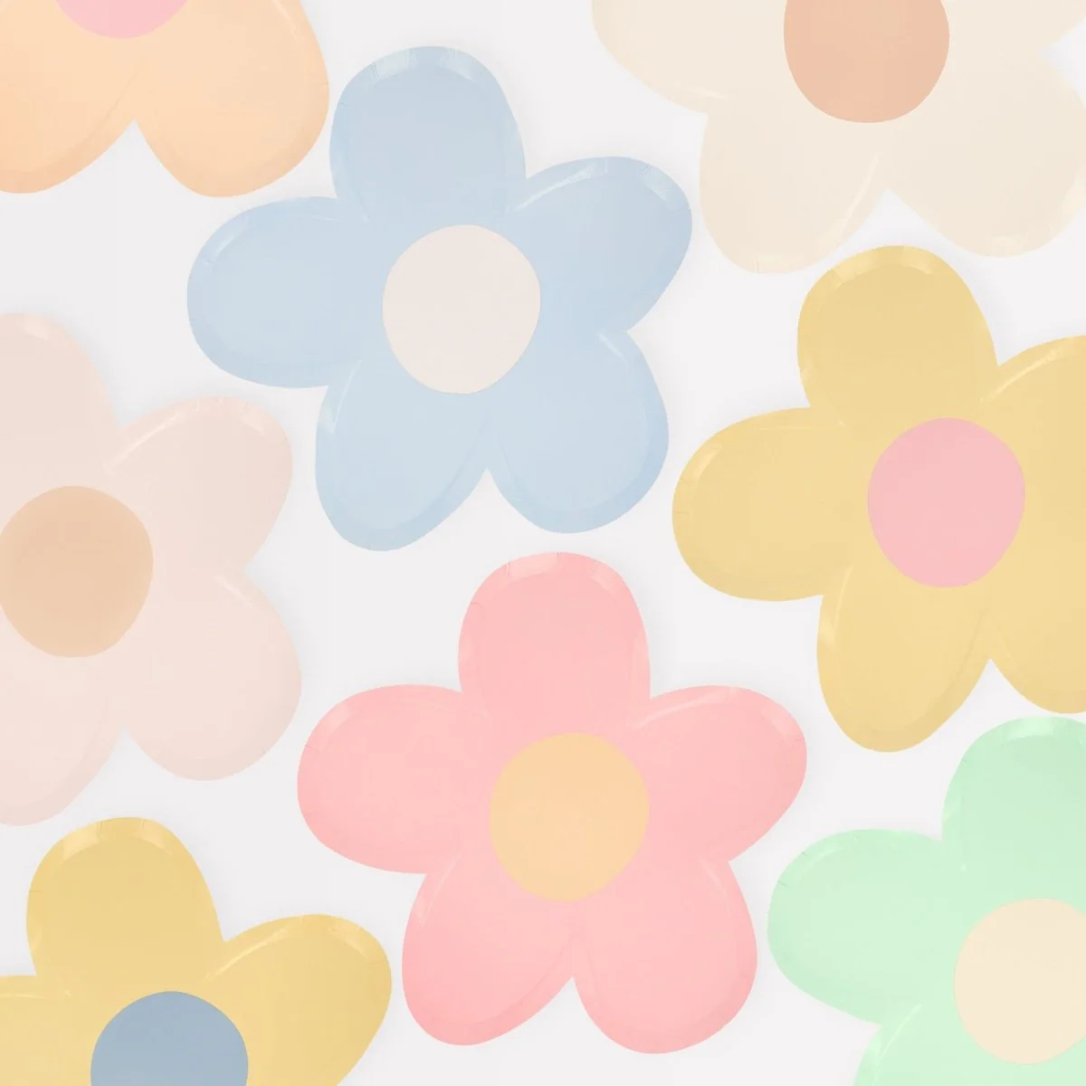Happy Flowers Large Daisy Shaped Lunch Paper Plates, 9 Inches, 8 Count