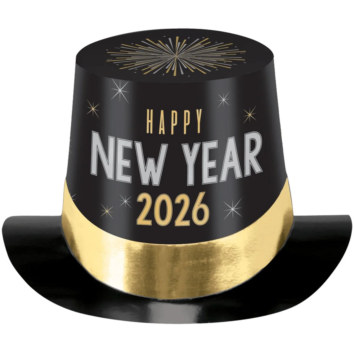 Happy New Year 2026 Printed Top Hat, 1 Count
