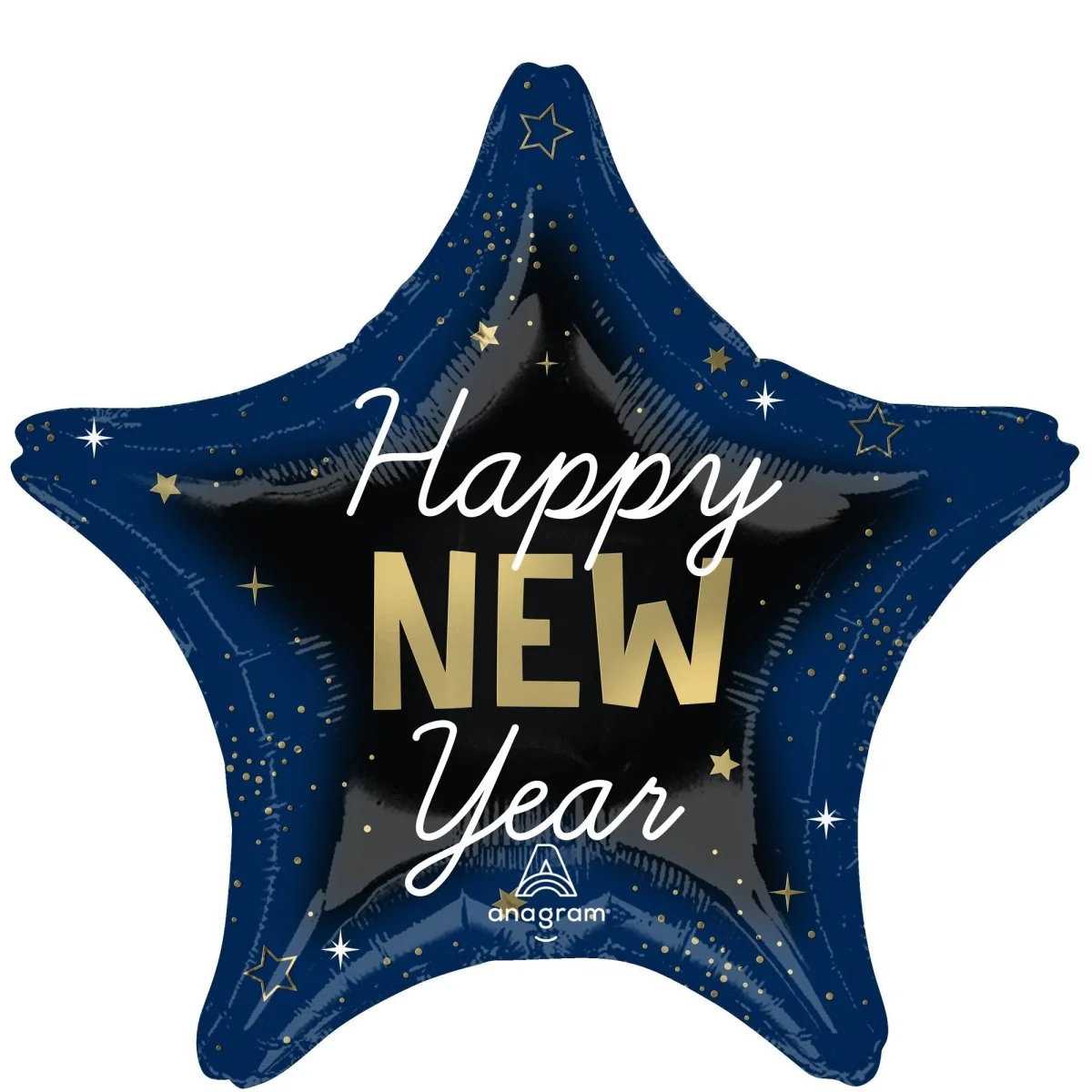Happy New Year Celestial Star Shaped Foil Balloon, 18 Inches, 1 Count