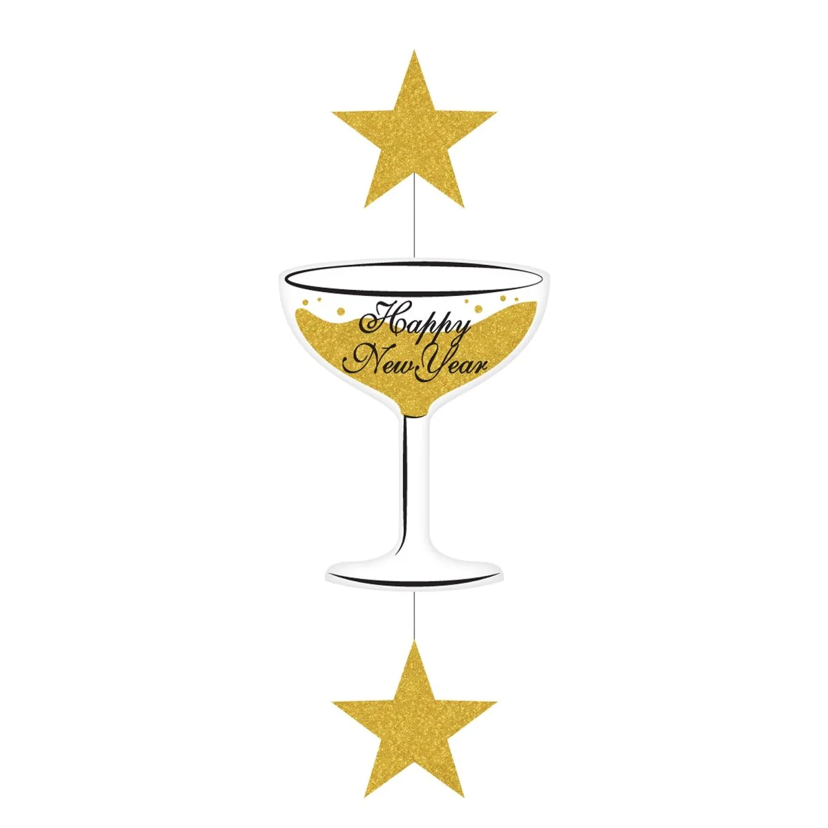 Happy New Year Champagne Glass Hanging Decoration, 47 Inches, 1 Count - Image 2