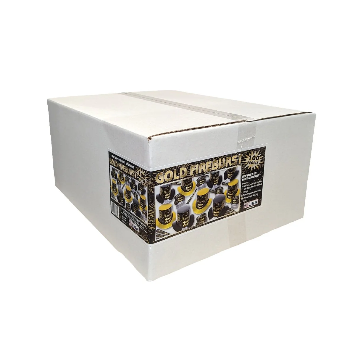 Happy New Year Gold Fireburst Party Kit for 100 People, 200 Count - Image 2