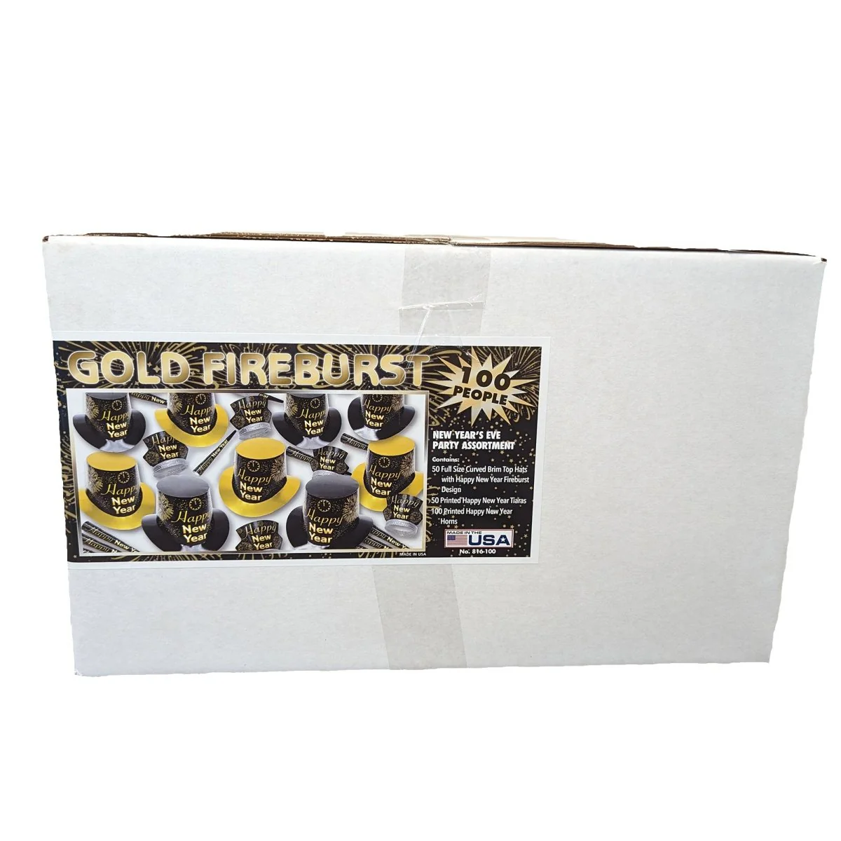 Happy New Year Gold Fireburst Party Kit for 100 People, 200 Count - Image 3