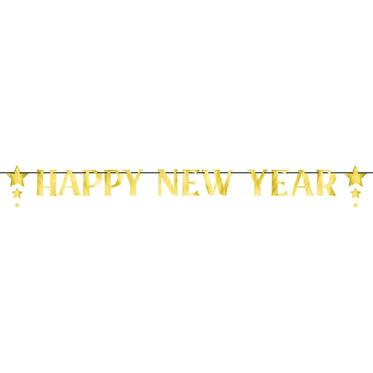 Happy New Year Gold Letter Banner, 144 Inches, 1 Count