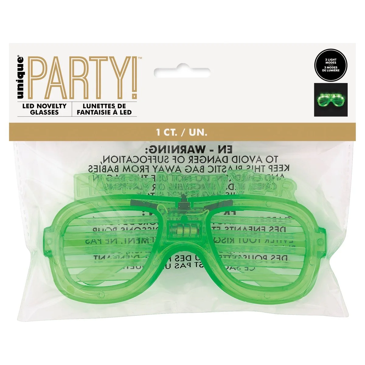 Happy New Year Light-Up Green Party Glasses, 1 Count - Image 2