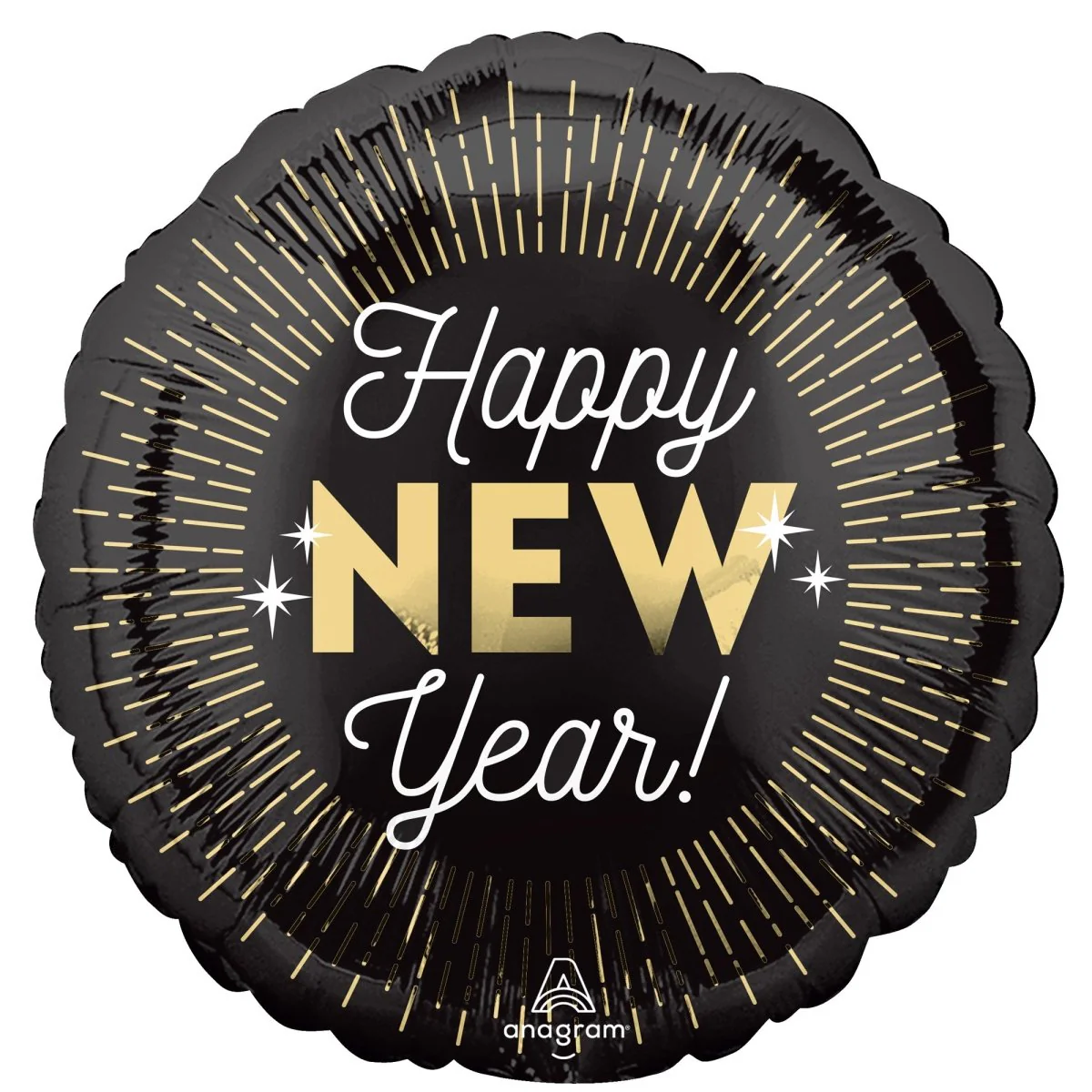 Happy New Year! Midgnight Glam Round Foil Balloon, 18 Inches, 1 Count