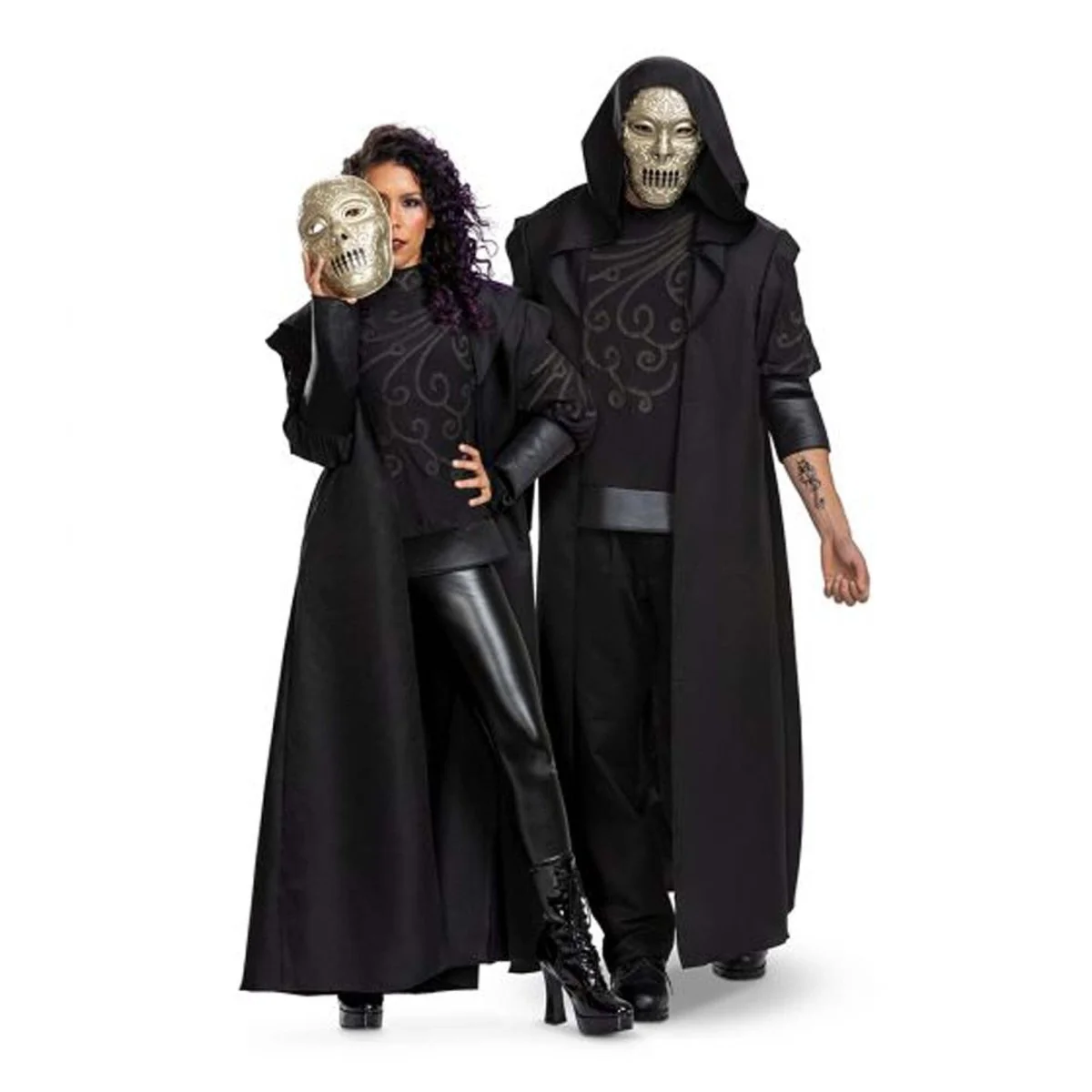 Harry Potter Death Eater Deluxe Hooded Robe Costume for Adults, Black Hooded Robe
