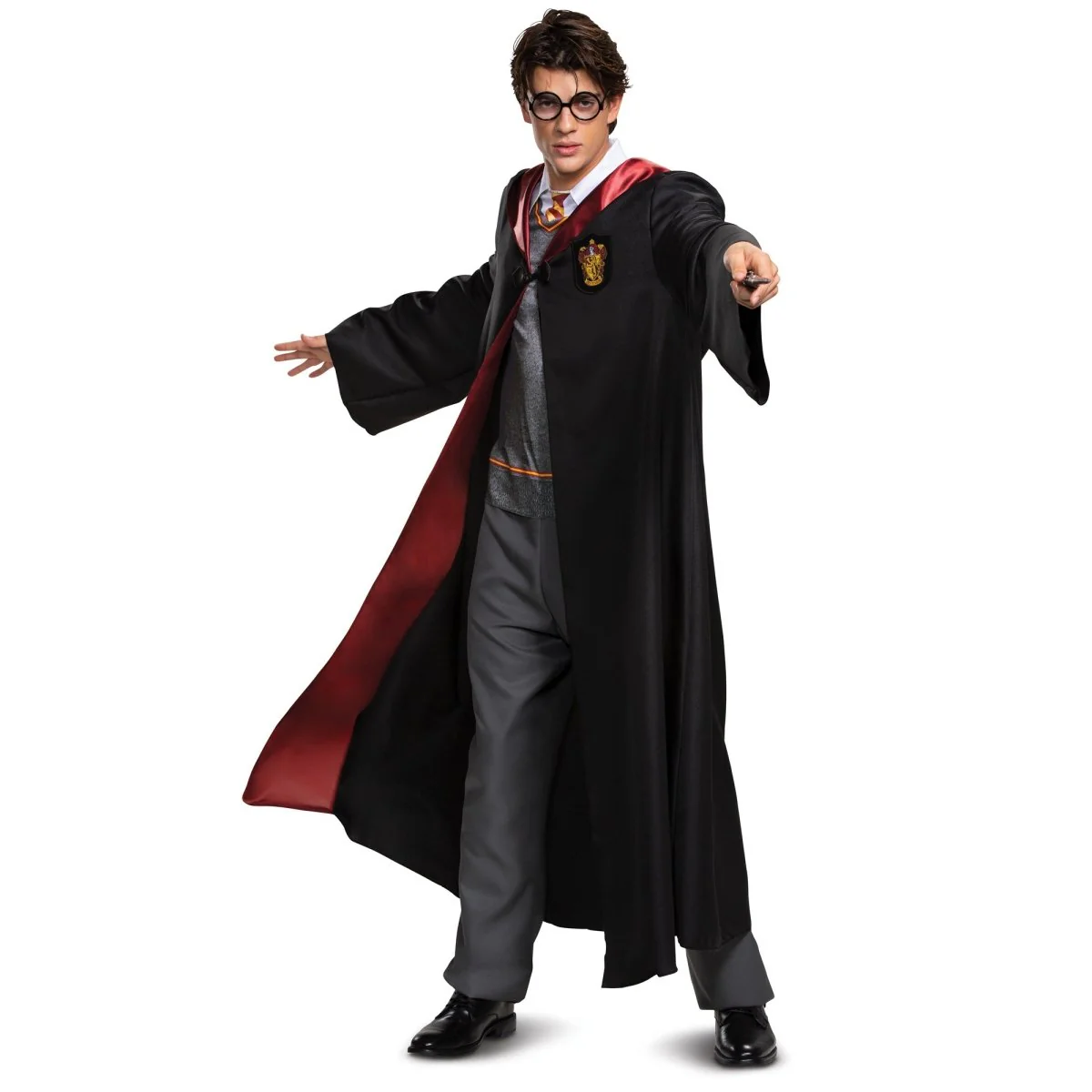 Harry Potter Gryffindor Deluxe Robe Costume for Adults, Black and Red Satin Robe - Image 4