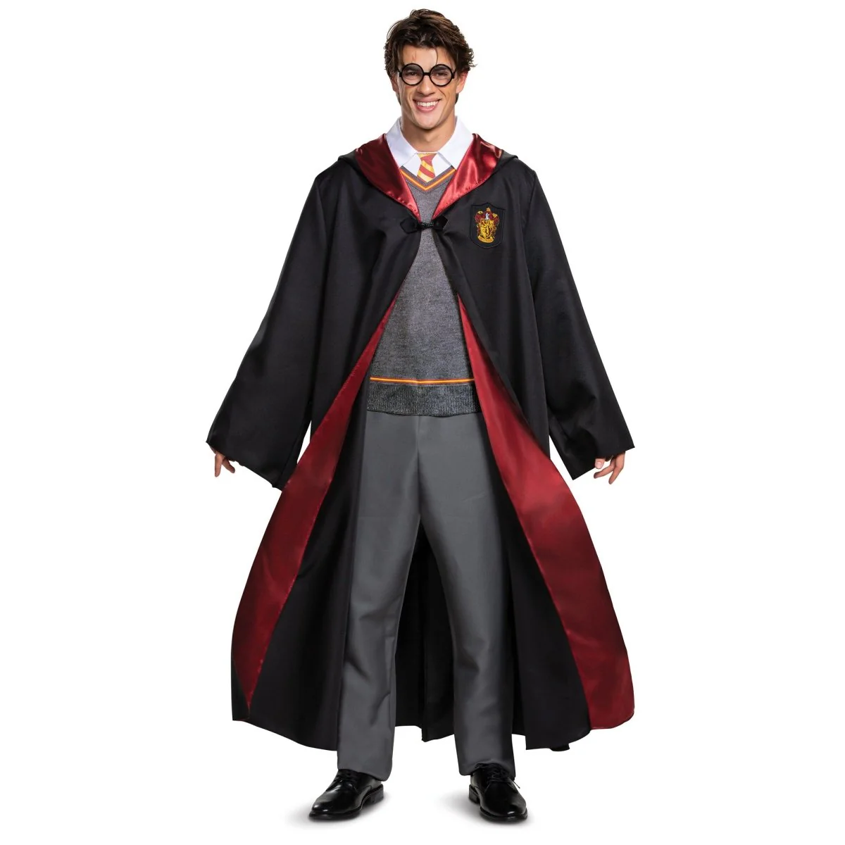 Harry Potter Gryffindor Plus Size Deluxe Robe Costume for Adults, Black and Red Satin Robe