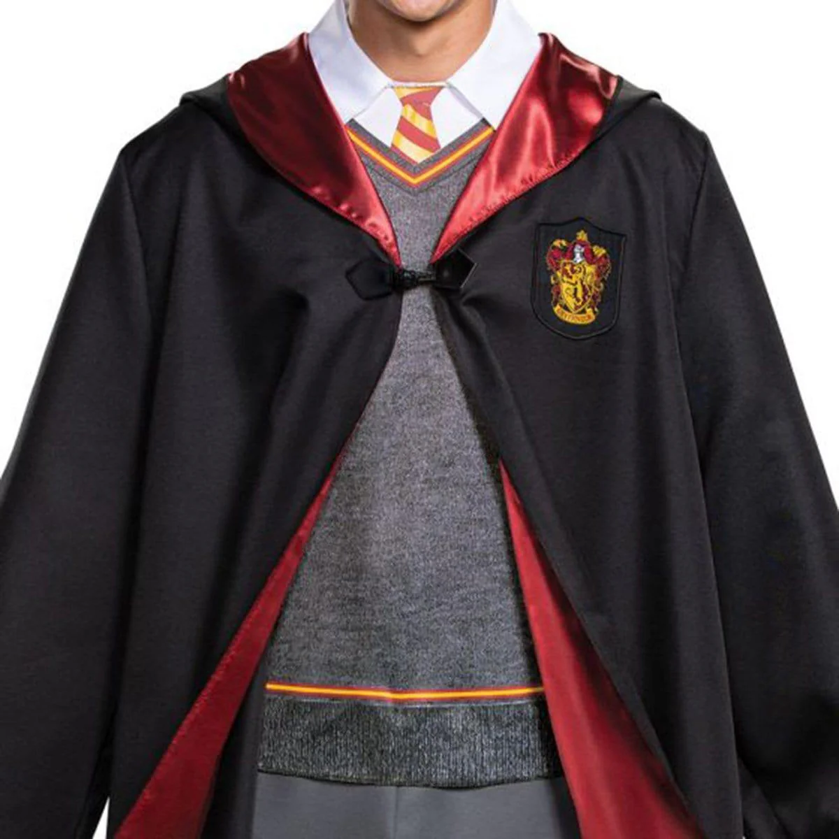 Harry Potter Gryffindor Plus Size Deluxe Robe Costume for Adults, Black and Red Satin Robe - Image 6