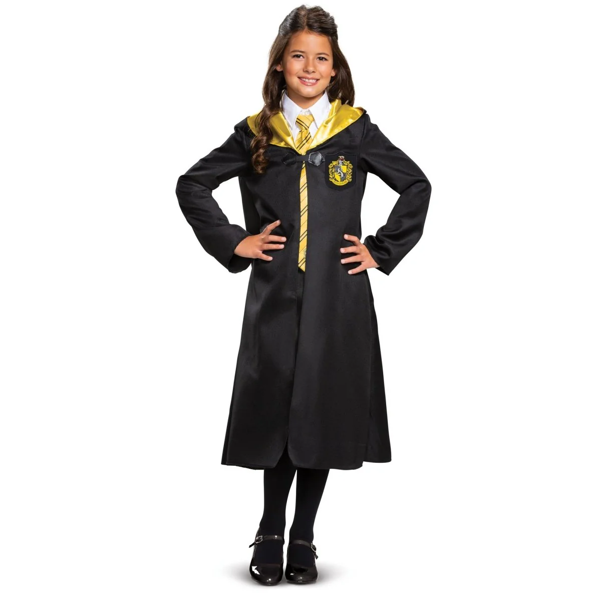 Harry Potter Hufflepuff Robe Costume for Kids, Black and Yellow Robe - Image 3